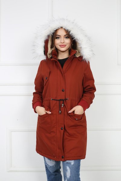 B&T Women's Tile Plush Removable Gabardine Fabric Coat