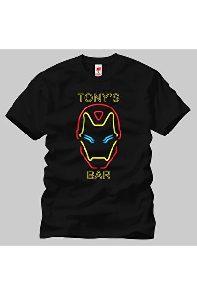 Crazy Tricou pentru bărbați Marvel Tonys Bar Ironman Neon Face