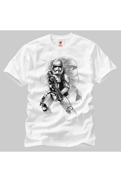 Crazy Tricou alb pentru bărbați Star Wars First Order Stormtrooper Sketch