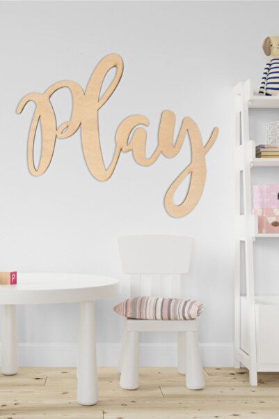 NT Handmade Ahşap Play Duvar Yazısı Dekoru - Çocuk Odası Oyun Odası Anaokulu ...