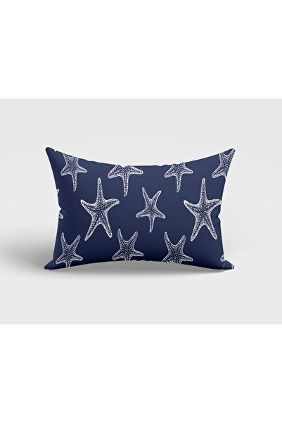 Pilloveland Dikdörtgen Marine Deniz Yıldızı Desenli Çift Tarafı Baskılı Süet Kırlent Kılıfı