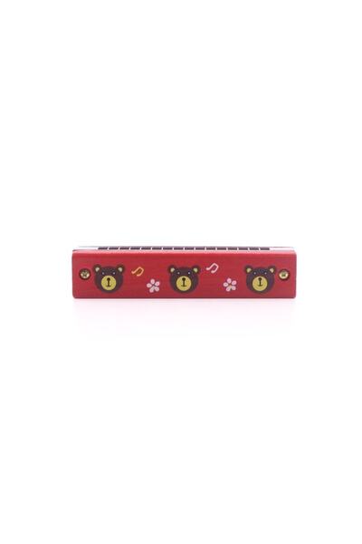 star global 1 Piece Wooden Harmonica 16 Holes Double Row Red Pattern Children...
