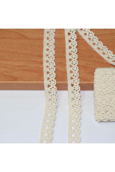 tuhafiyecimiz 10 Meters Cream Cotton Lace 14 mm 8244