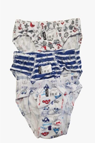 Tutku Pachet de 3 chiloți cu model mixt cu imprimeu din elastan pentru băieți