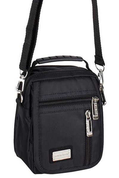 SEVENTEEN Men's Black Multi-Eye Strap Handbag 3450