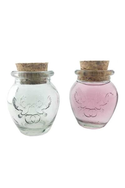 Aker Hediyelik Kuş Alyans Desenli Mantar Tıpalı Minik Şişe Modeli Nikah Şeker...