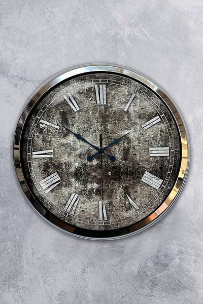 Kasva Concept Gift 40 cm Chrome Metal Antique Wall Clock