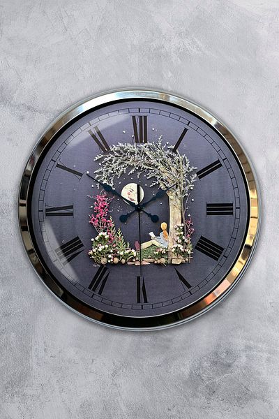 Kasva Concept Cadou 40 Cm Ceas de Perete Luna din Metal Cromat