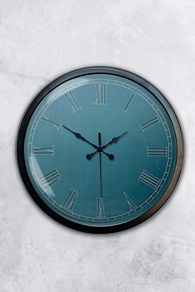 Kasva Concept هدية ساعة حائط معدنية باللون الفيروزي مقاس 40 سم باللون الأسود
