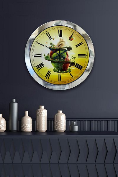Kasva Concept Gift 36 cm Chrome Metal Natural Wall Clock