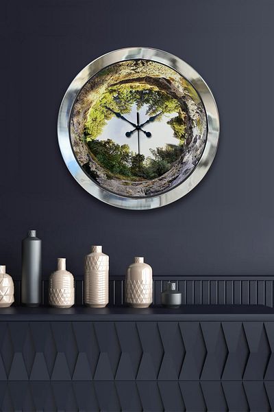Kasva Concept Gift 36 cm Chrome Metal Tree Wall Clock