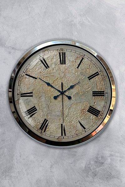 Kasva Concept Gift 40 cm Chrome Metal Kreter Wall Clock