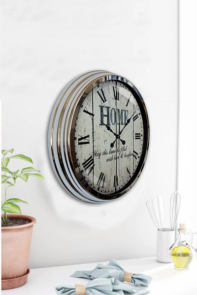 Kasva Concept Gift 40 cm Chrome Metal Home Wall Clock