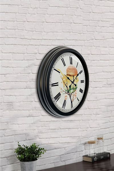 Kasva Concept Gift 40 cm Black Metal Natural Wall Clock