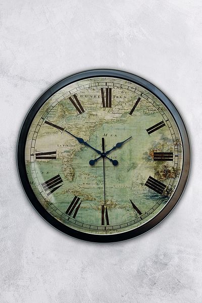Kasva Concept 40 cm Black Metal Antique Wall Clock