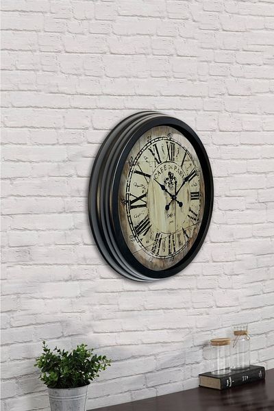 Kasva Concept Cadou 40 Cm Ceas De Perete Cafe De Paris Metal Negru