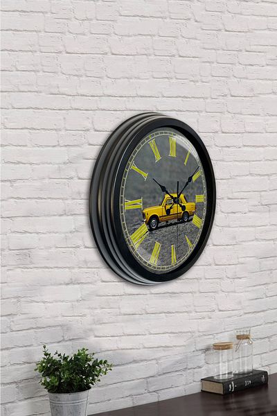Kasva Concept Δώρο 40 εκ. Μαύρο Μεταλλικό Ρολόι Τοίχου Αυτοκινήτου