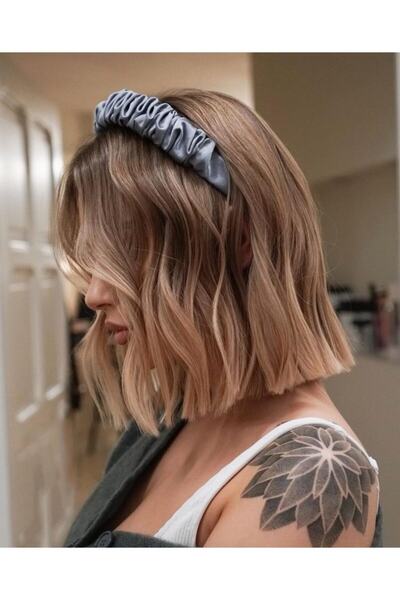 CSR AKSESUAR Dark Metallic Gray Satin Gathered Crown