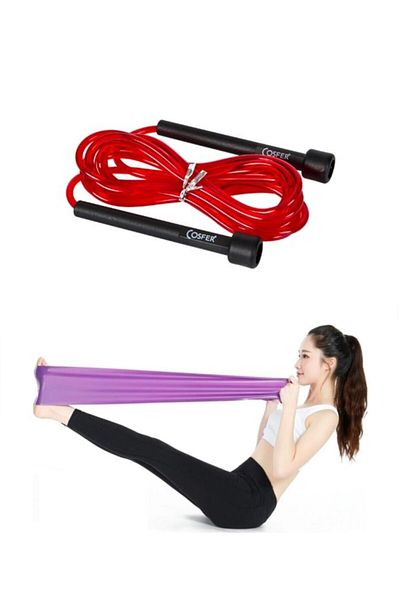 Housess Cosfer Jump Rope And Medium Resistance Pilates Resistance Band Elastic