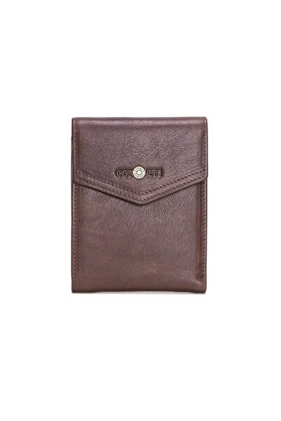 Contact’S Contacts Casic - Genuine Leather Exclusive Design Brown Unisex Classic Men's Wallet