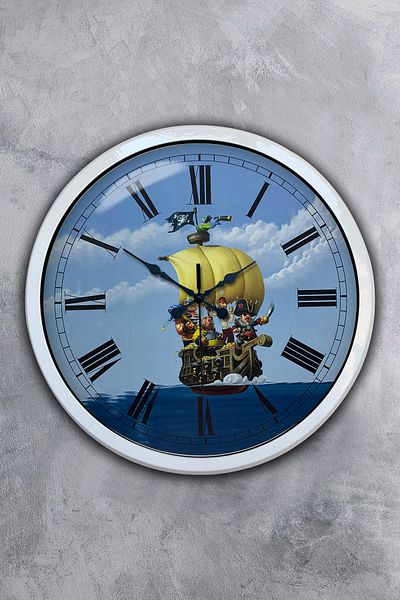 Kasva Concept 40 cm White Metal Pirate Tourism Wall Clock