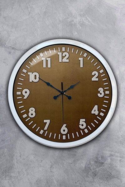 Platin Saat Δώρο 40 εκ. Λευκό Μεταλλικό Καφέ Ρολόι τοίχου
