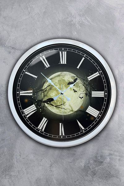 Kasva Concept Gift 40 cm White Metal Night Wall Clock