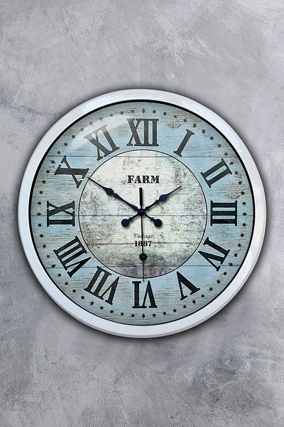 Kasva Concept Gift 40 cm White Metal Farm Wall Clock
