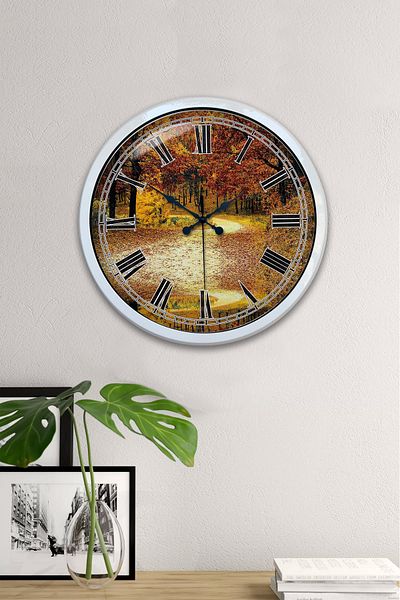 Kasva Concept 40 cm White Metal Natural Life Wall Clock