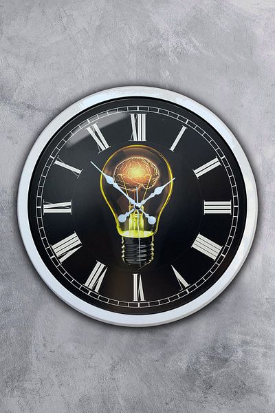 Kasva Concept Δώρο Ρολόι τοίχου με λευκό μεταλλικό λαμπτήρα 40 εκ