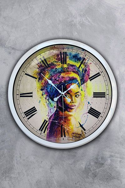Kasva Concept Gift 40 cm White Metal African Wall Clock