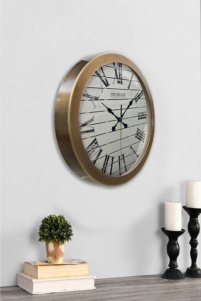 Kasva Concept Gift 36 Cm Tumbled Metal Novel Wall Clock