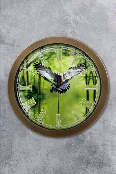 Kasva Concept Gift 36 cm Antique Metal Eagle Wall Clock