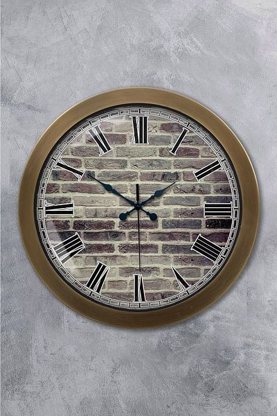 Kasva Concept Gift 36 cm Antique Metal Stone Wall Clock