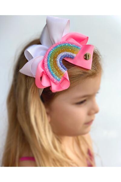 QUEEN AKSESUAR Special Design Colorful Glittery Sequin Shiny Rainbow Crown Slippers Set