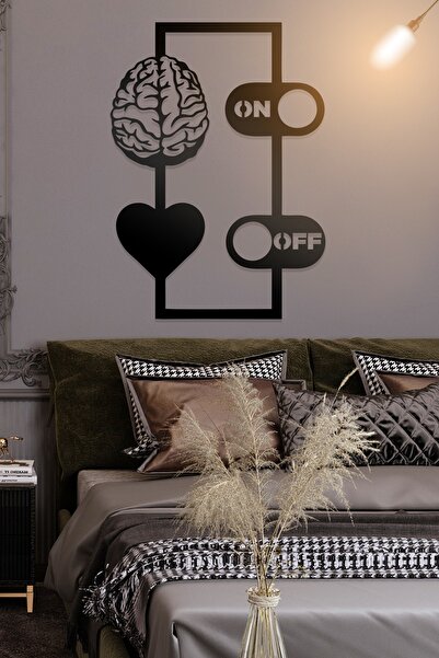 AHWALL Διακοσμητικό Ξύλινο Τραπέζι με Φιγούρες Εγκεφάλου & Καρδιάς, με Λειτου...