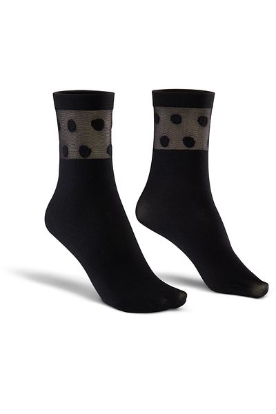 Bonny Silver Odor-Free Polka Thin Socket Women's Black Silver Socks