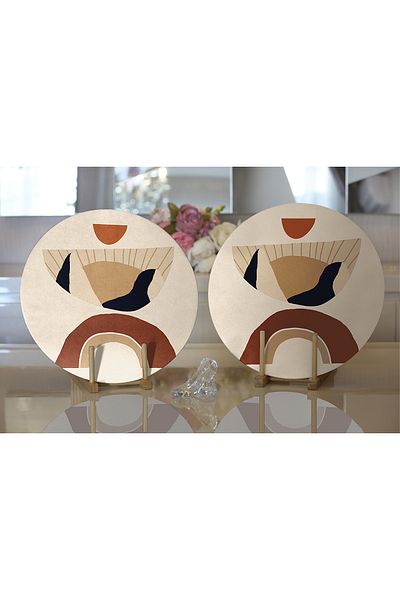 Realhomes 2-Piece Boho Drawing Special Designed Digital Printed Decorative Round Charger & Placemat