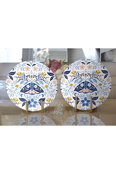 Realhomes Σετ 2 Floral Special Design Ψηφιακά τυπωμένα διακοσμητικά στρογγυλά σουπλά & σουπλά