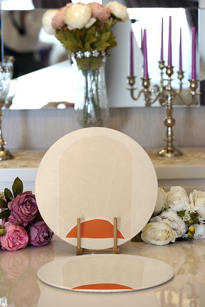 Realhomes 2-Piece Artistic Sunrise Design Digital Printed Modern Round Plate & Placemat
