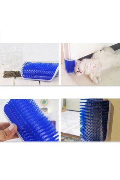 SARFEX Cat with Itching Massage - Feather Combing, Catnip Corner Edge Brush