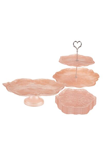 Emsan Gerbera Pembe 8 Parça kek/pasta Seti