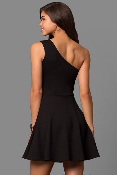 Genel Markalar Kadın Tek Omuz Damla Panelli Kiloş Siyah Abiye Elbise Nişan Elbisesi Tkn-320