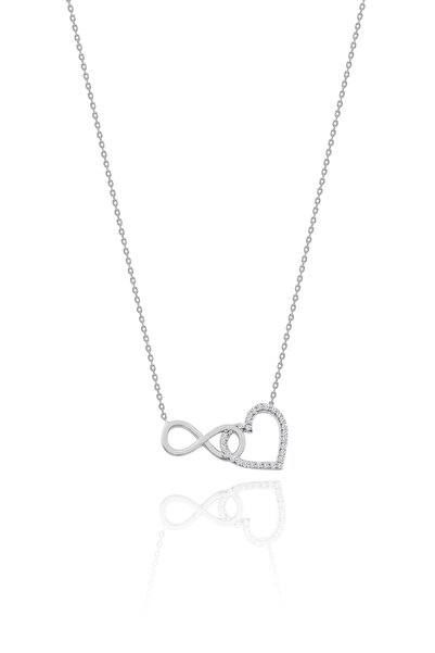 Aykat Sonsuzluk Ve Kalp Işaretli Taşlı Gümüş Kadın Kolyesi Modeli 925 Ayar Uc-213