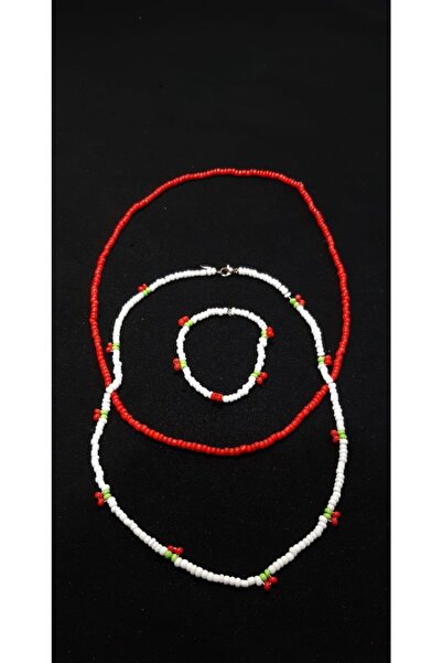 Mazi Hediyelik الكرز الشكل مجموعة مزيج قلادة