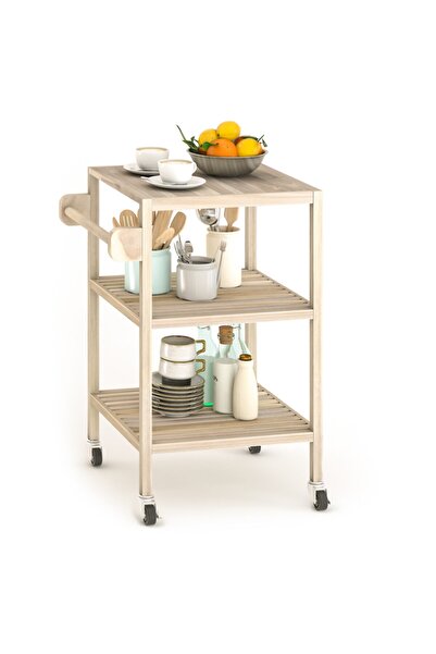 Genel Markalar Interbuild Masif Akasya,holger Mutfak Servis Arabası,520x520x8...