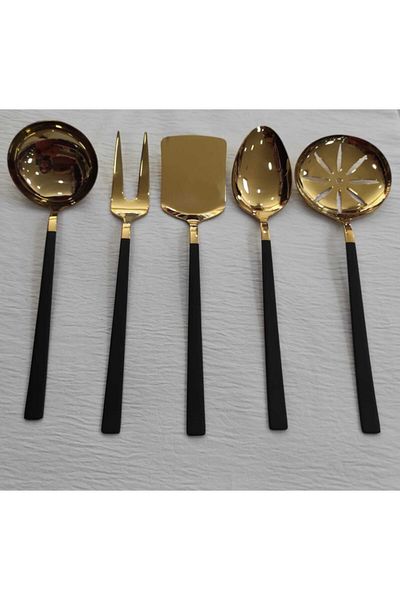 BRONDOFF Stayle Black Gold Titanium Serving Set 5 Pieces