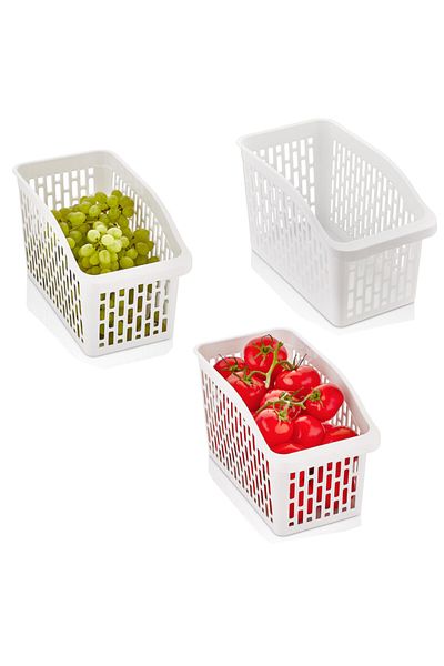 EbruliHomeArt Jumbo 3-Piece Refrigerator Organizer Vegetable Fruit Basket Organizer