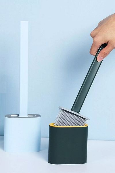 Tilbe Home Silicone Bathroom Toilet Seat Brush and Holder Set