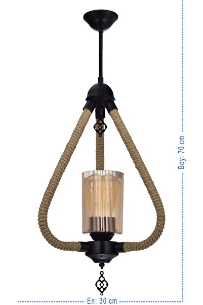 Genel Markalar Beykoz Lüx Halatlı Optik Camlı Sarkıt Avize (siyah)